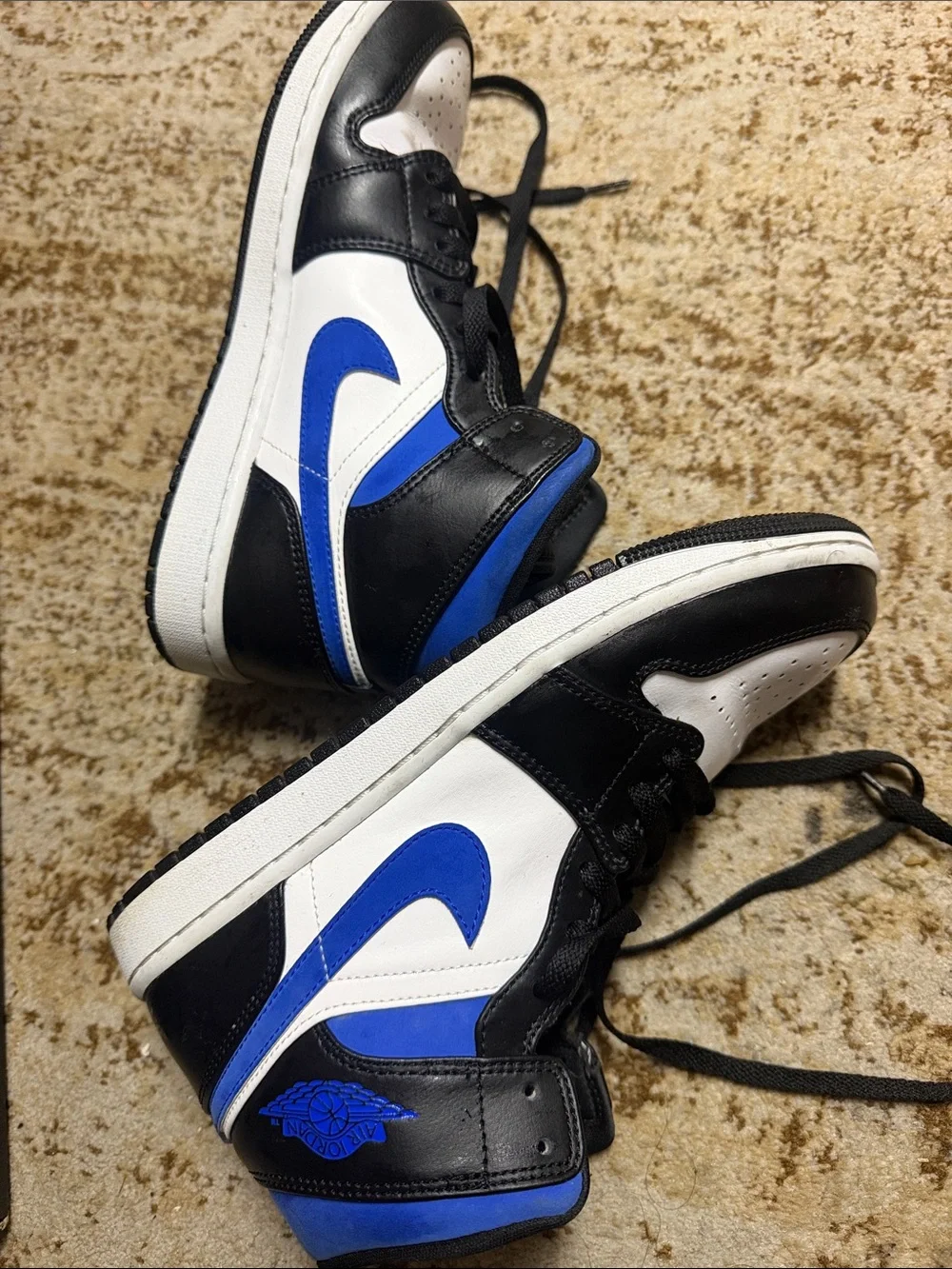 Jordan High-Top Sneakers in Black/White/Royal Blue